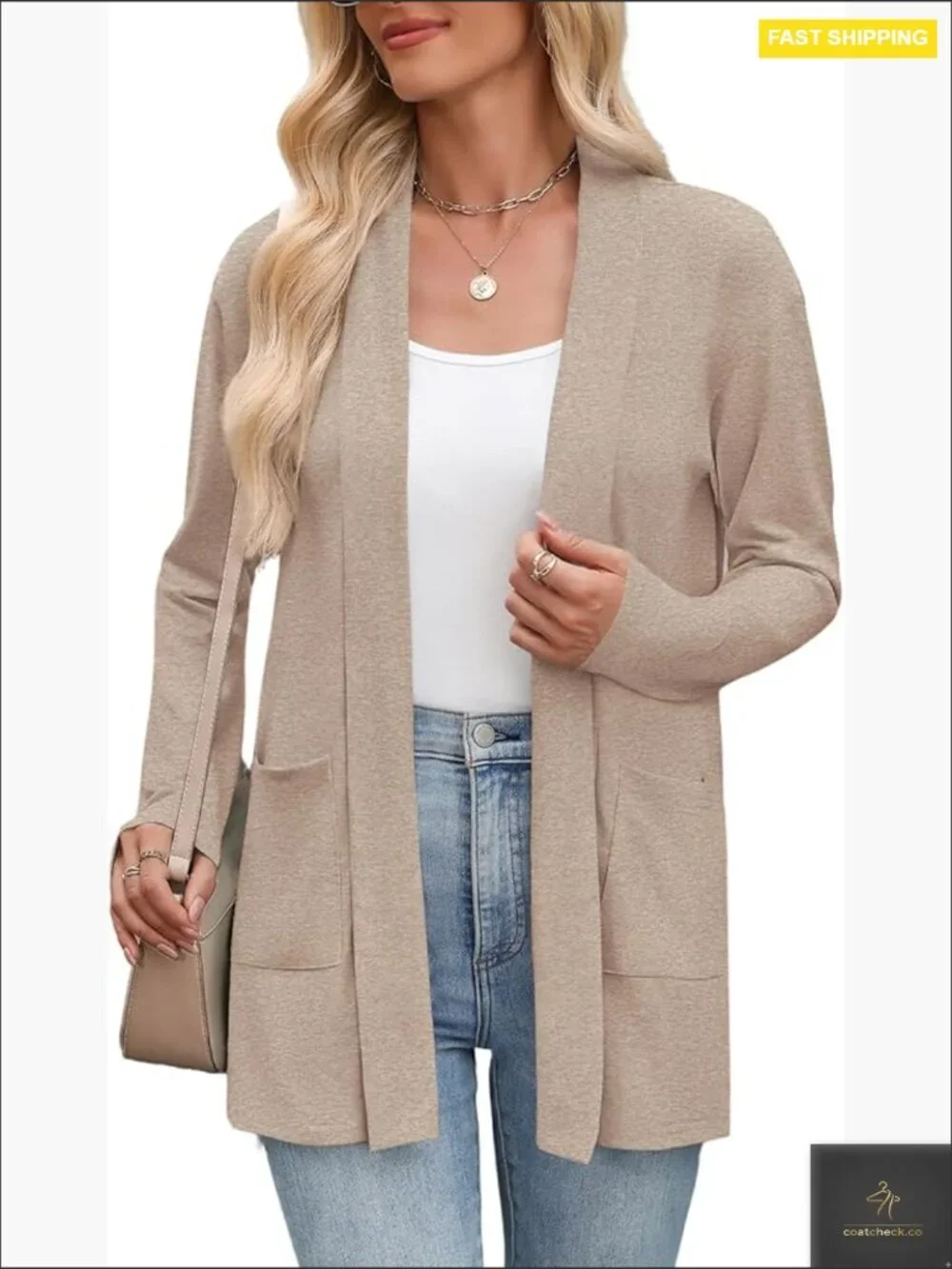 Lightweight Open Front Cardigan Long Sleeve Loose Fit Kimono Style with Pockets